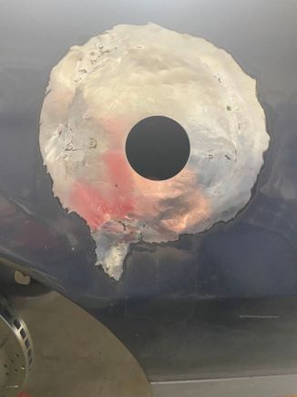 Cut the hole for the new cap flange