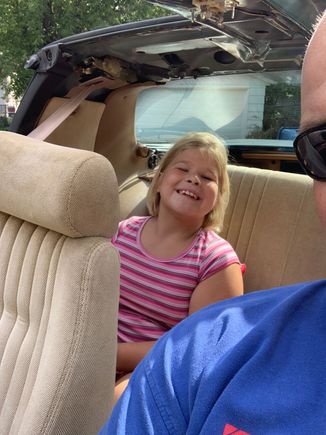 Daughter has feared this car since day one. Picked her up from school today, look at that smile!!