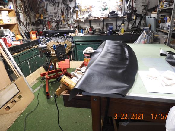 My roll of black marine upholstery vinyl came today too.  My dash was cracked with 3/16 inch cracks in about 6 places.  I filled with body filler and am "wrapping" with faux leather.  First try for me, but the first 5 inches look good.  I got the feeling "she" was watching me!