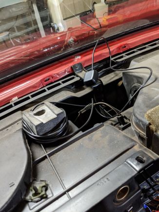 I wrapped all the extra GPS wire around this foam block, I left enough wire for the GPS to go to the windshield and then back half way up the dash pad
