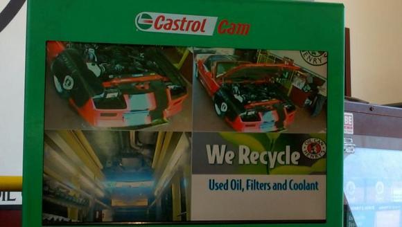 This is me on the Castrol Cam. Get it? They named it after me and now I'm on it! Woohoo! I'd slap my tires if my fenders weren't covered with rubber protector mats.