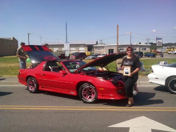 Me and Cam after she won her trophy at the Idlers car show. More than 500 cars and she won one of about 30 Sponsor's Choice awards. It was her second car show in about 9 years.