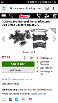 Cost i paid for each rear caliper.