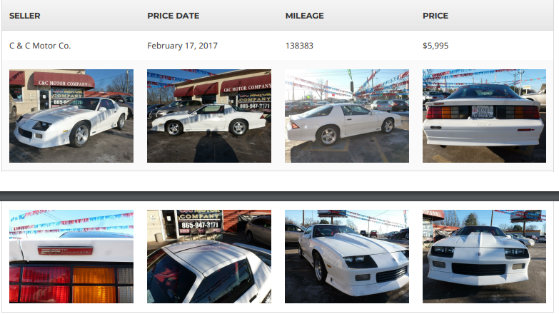 Car as shown by the carsforsale.com VIN lookup