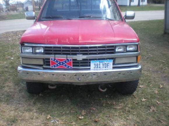 the front with the old hood on
