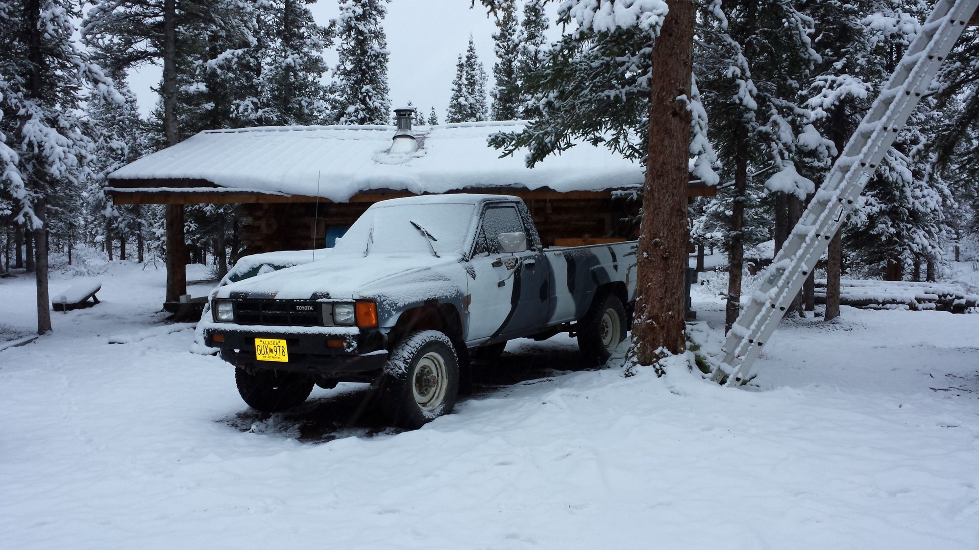 Hanging out at the cabin after hauling some fuel barrels