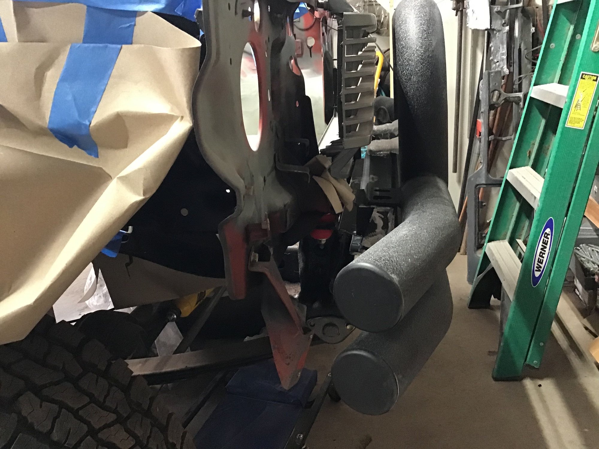 Side view of bumper C clamped in place