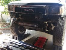 bumper off. Need new place to mount light bar.