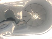 Here is what happens when that little crack opens up. Also worth mentioning you can not see all of the crack with the housing in place on the center houa
