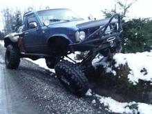 Currently as of 2/27/09 I am fully flexed on the drivers side got rear wheel hanging.
36 x 12.5 TSL on steels
4&quot; Trail gear lift on 6&quot; TG shackles 
u bolt flipped
lincoln front and lincoln rear 5.29
TG Front bumper, TG Sliders, Front axle armored
Extended brake lines
Mile marker PE8000
TG 14&quot; hoops on Rancho 9000 
All-pro chromo hi steer with 5th stud mod
Dual optima
1987 22r Weber/Rv cam swap 
Centerforce stage 2
1987 W-56HD swap
more crap that doesnt get me home! soon the dual with 4.7 its in the works