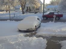 Nebraska snow,  the Tercel is in camo....