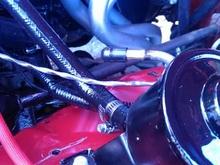 return line for the power steering reservoir temporarily capped off to flush the entire system
