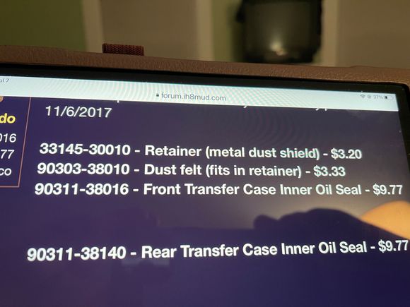 Here are the accurate p/n’s for front and rear.