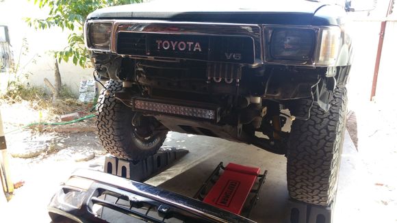 bumper off. Need new place to mount light bar.