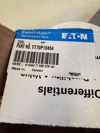 Part # of the box the diff came in