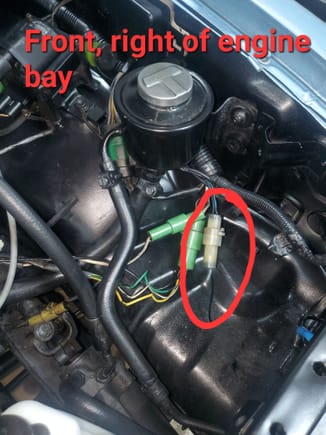 Cut wire near front driver side of engine bay (white connector).