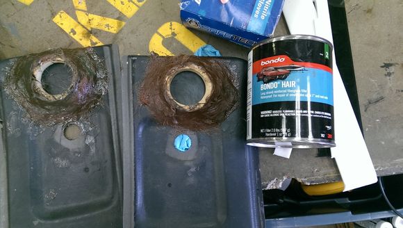 rear pillar pods....same way I did the front.  MDF ring, bondo hair (sanded and smoothed out with grinder) and then bondo to fill in the pits and sanded with a palm sander with 150 grit disc.  then covered in fabric.