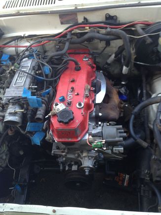 Exhaust manifold on with new studs from the local hardware store