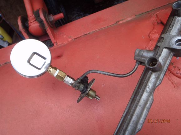 different view showing injector, union fitting, adapter, and gauge.  has been functioning for several months as of this date (4-12-2016).