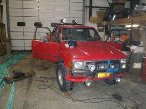 In shop, getting frame repaired