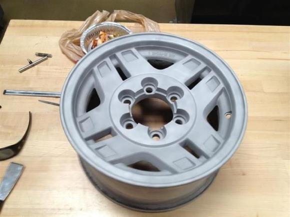 After walnut shell blasting.  it took about 1-1/2hrs for four wheels.