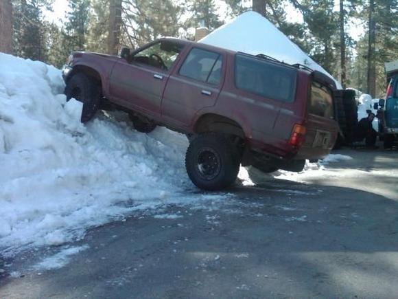 huge snow berm in big bear, was getting soft had to abort mission