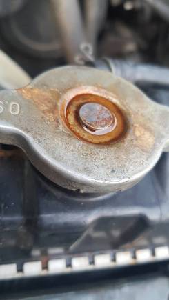 Old cap on a cool engine.