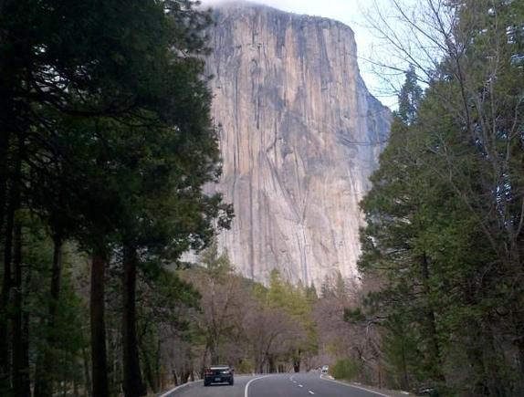 94Z32 TT Black Emerald Pearl facing El Capitan in Yosemite National Park California.